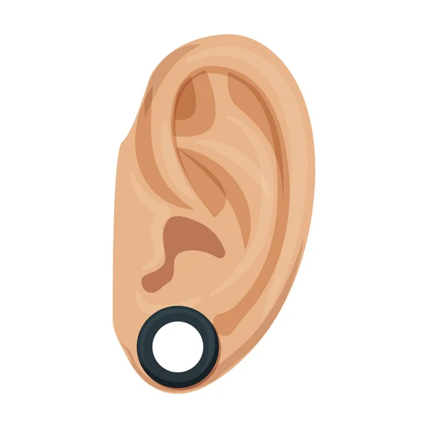 Piercing de icono de vector de oreja. Icono de vector de dibujos animados aislado sobre fondo blanco piercing de oreja  . — Vector de stock