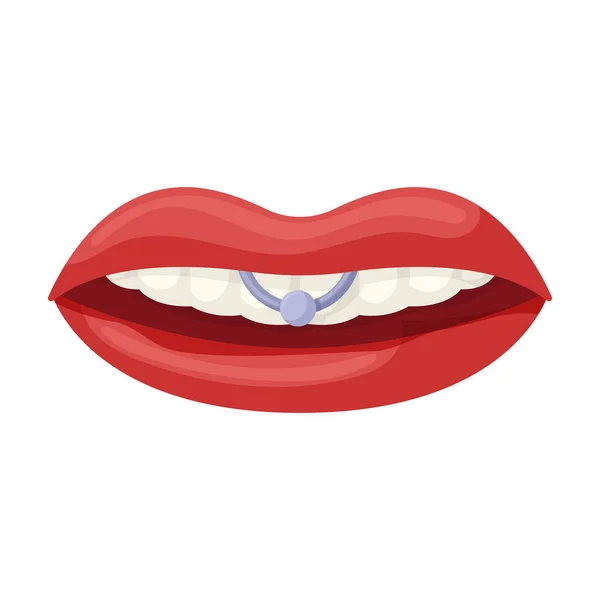 Piercings de vetor de língua icon.Cartoon vetor ícone isolado em piercings fundo branco de língua . — Vetor de Stock