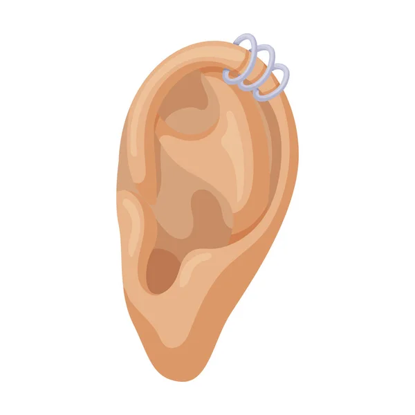 Piercing dell'icona vettoriale dell'orecchio. Icona vettoriale del fumetto isolata su sfondo bianco piercing dell'orecchio  . — Vettoriale Stock