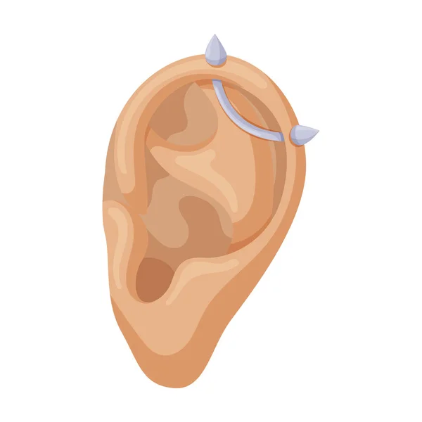 Piercing de icono de vector de oreja. Icono de vector de dibujos animados aislado sobre fondo blanco piercing de oreja  . — Vector de stock