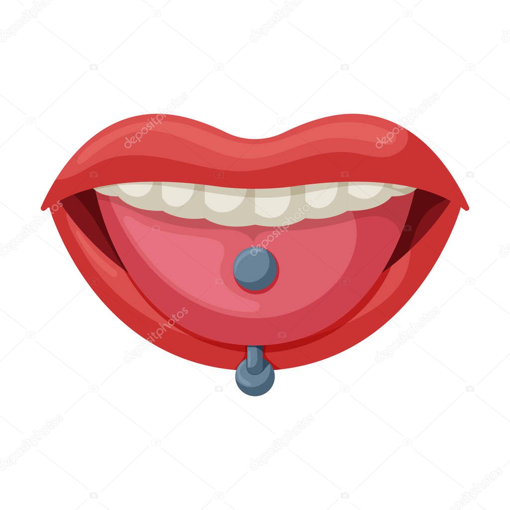 Piercings of tongue vector icon.Cartoon vector icon isolated on white background piercings of tongue.