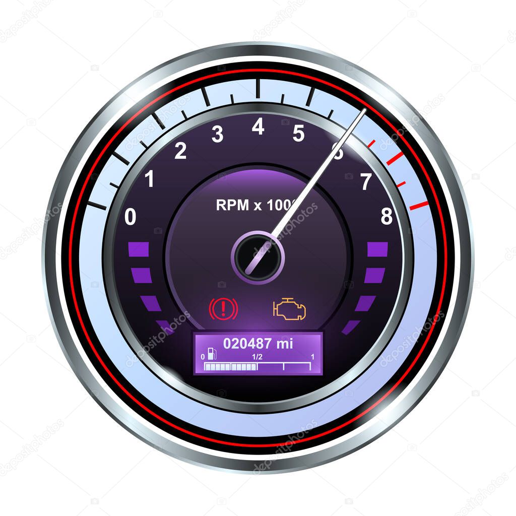 Speedometer vector icon.Realistic vector icon isolated on white background speed .