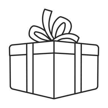 Hediye kutusu vektör simgesi. Taslak vektör simgesi beyaz arkaplan hediye kutusunda izole edildi.