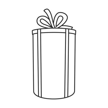 Hediye kutusu vektör simgesi. Taslak vektör simgesi beyaz arkaplan hediye kutusunda izole edildi.