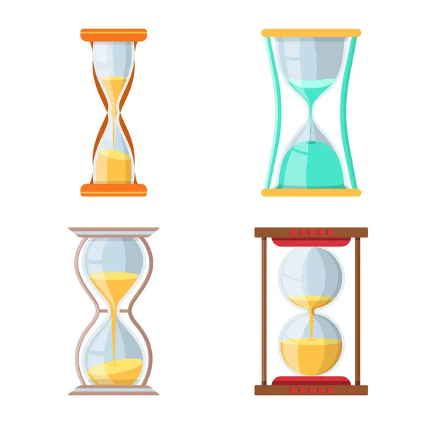 Векторный дизайн песочных часов и часовой логотип. Набор песочных часов и символ временного запаса для веб-страниц . — стоковый вектор