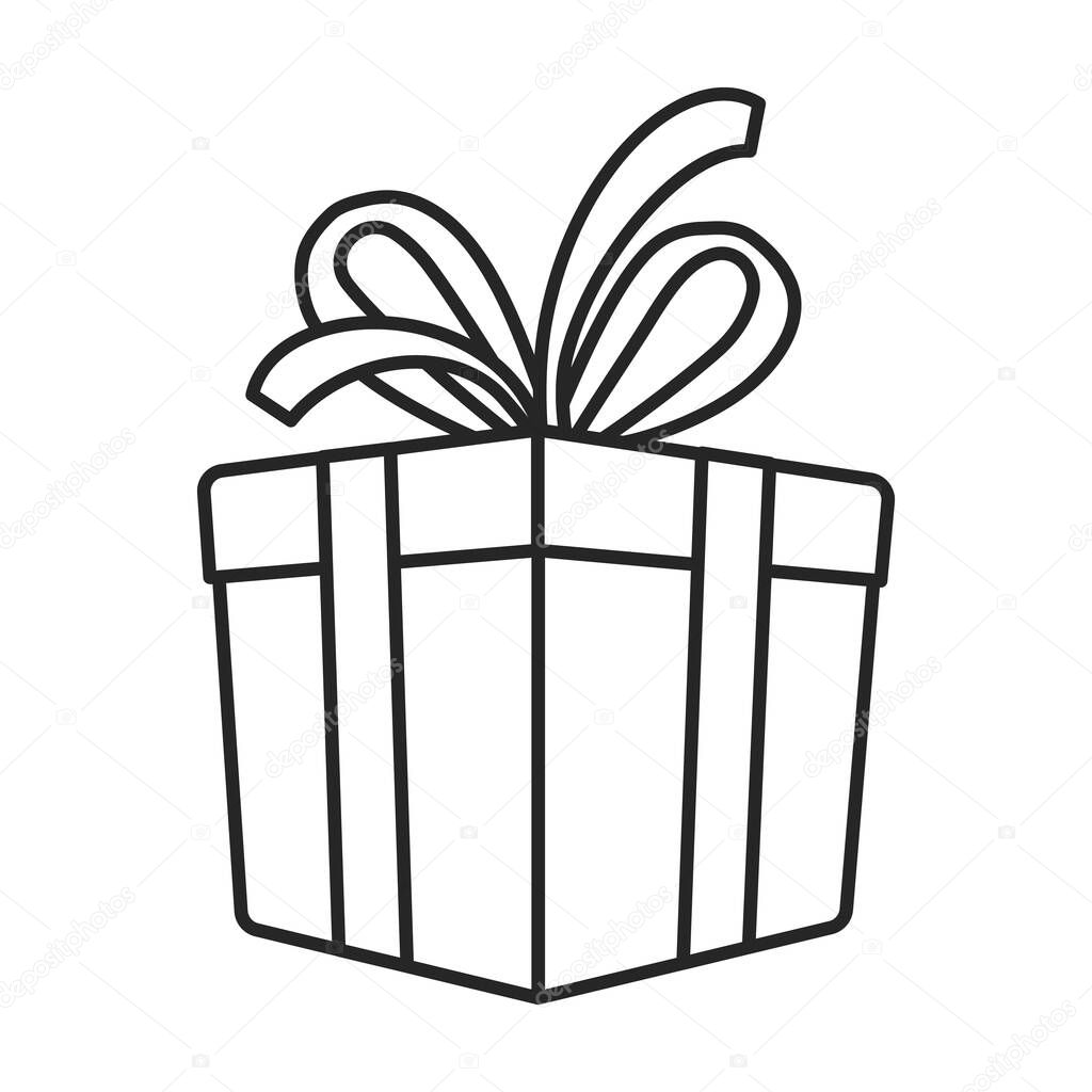 Gift box vector icon.Outline vector logo isolated on white background gift box.