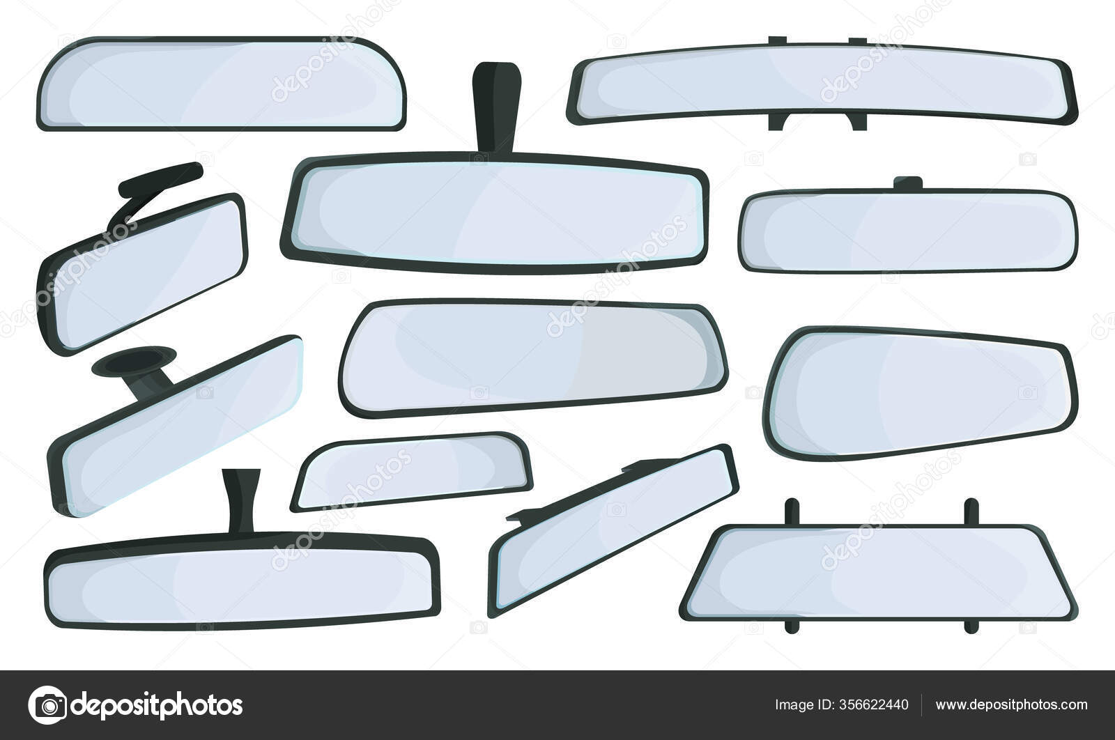 Rear view mirrors isolated cartoon set icon. Vector cartoon set icon