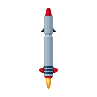 Balistik füze vektör simgesi. Karikatür vektör simgesi beyaz arka plan balistik füze üzerinde izole edildi.