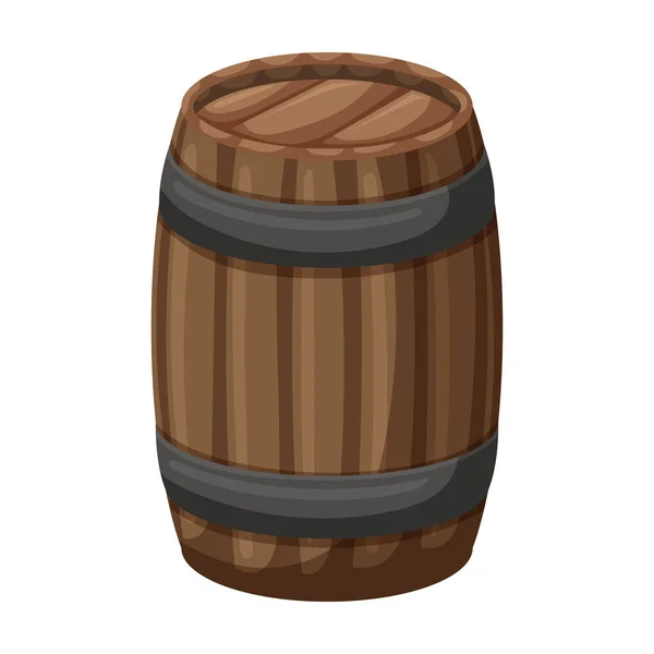 Icono del vector del barril de madera. Icono del vector de la historieta aislado en el barril de madera del fondo blanco . — Archivo Imágenes Vectoriales