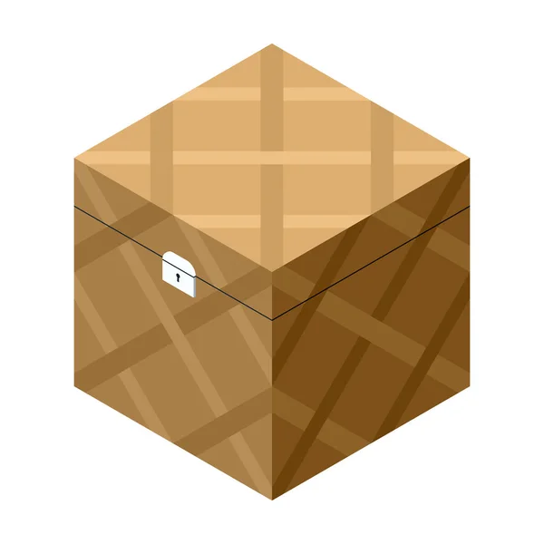 Иконка вектора деревянного ящика. Изометрическая векторная иконка на белом фоне деревянной коробки  . — стоковый вектор