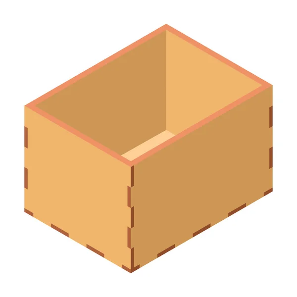 Ícone vetorial de caixa de madeira. Ícone vetorial isométrico isolado na caixa de madeira de fundo branco  . — Vetor de Stock