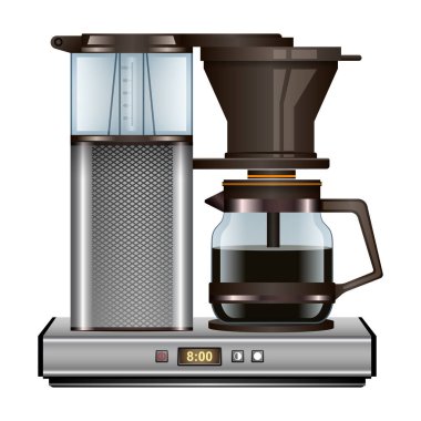 Kahve makinesi vektör simgesi. Beyaz arka plan kahve makinesinde izole edilmiş gerçekçi vektör simgesi. .