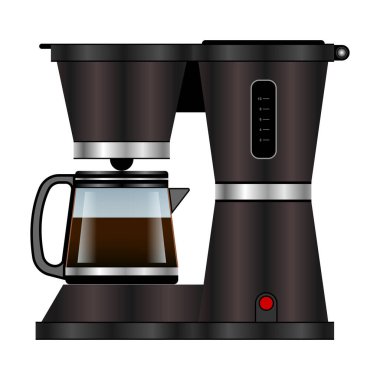 Kahve makinesi vektör simgesi. Beyaz arka plan kahve makinesinde izole edilmiş gerçekçi vektör simgesi. .