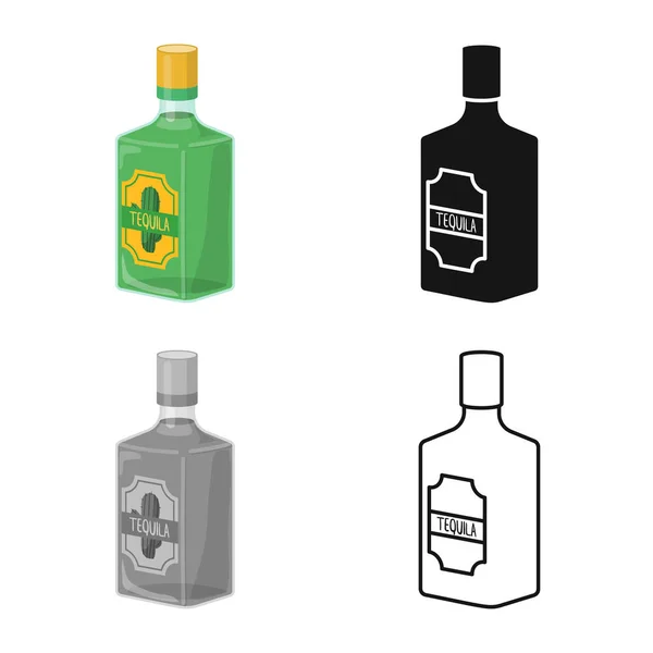 Vektorillustration von Flaschen- und Tequila-Symbol. Grafik zur Illustration von Flaschen- und Glasstockvektoren. — Stockvektor