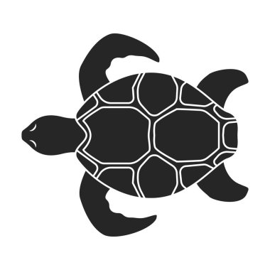 Deniz kaplumbağası vektör simgesi. Siyah vektör simgesi beyaz arkaplan deniz kaplumbağasında izole edilmiş..