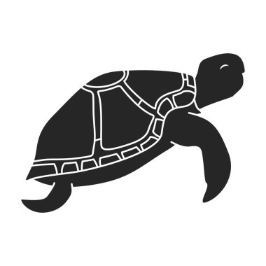Deniz kaplumbağası vektör simgesi. Siyah vektör simgesi beyaz arkaplan deniz kaplumbağasında izole edilmiş..