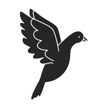 Güvercin vektör simgesi. Siyah vektör simgesi beyaz arka plan güvercininde izole edildi.