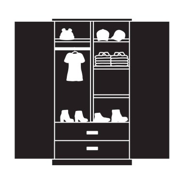 Dolap vektör simgesi. Siyah vektör simgesi beyaz arkaplanda izole edildi .