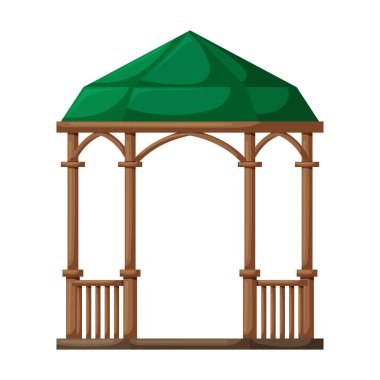 Pergola vektör simgesinin ahşap çardağı. Çizgi film vektör simgesi, pergola 'nın beyaz arka plan ahşap çardağında izole edilmiş. .