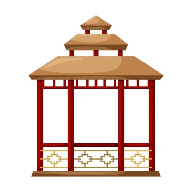 Pergola vektör simgesinin ahşap çardağı. Çizgi film vektör simgesi, pergola 'nın beyaz arka plan ahşap çardağında izole edilmiş. .
