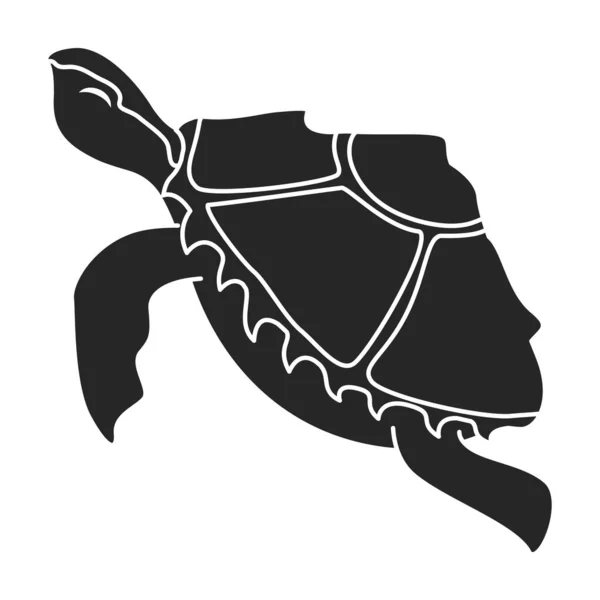 Значок вектора морской черепахи. Черный вектор на белом фоне морской черепахи . — стоковый вектор