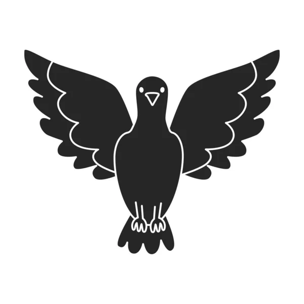 평화의 비둘기 icon.black vector icon 분리 평화의 흰 배경 비둘기에. — 스톡 벡터