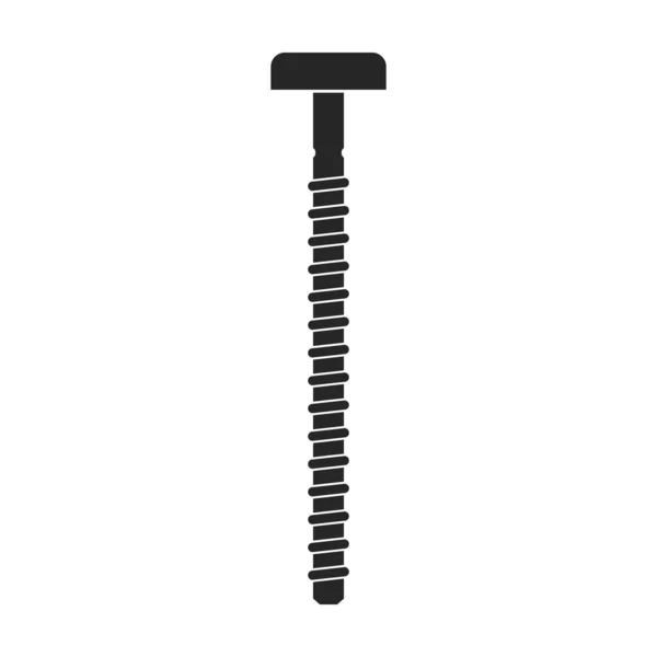 Icono de vector de tornillo de metal. Icono de vector negro aislado en tornillo de metal blanco . — Archivo Imágenes Vectoriales