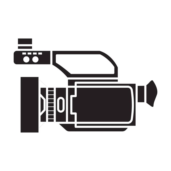 Videokamera-Vektor-Symbol. Schwarzes Vektor-Symbol isoliert auf weißem Hintergrund Videokamera. — Stockvektor