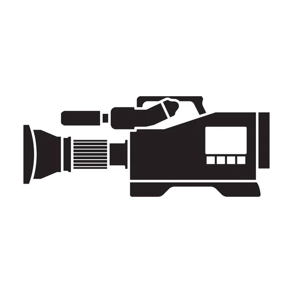 Videokamera-Vektor-Symbol. Schwarzes Vektor-Symbol isoliert auf weißem Hintergrund Videokamera. — Stockvektor