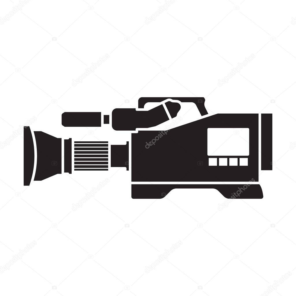 Video camera vector icon.Black vector icon isolated on white background video camera.