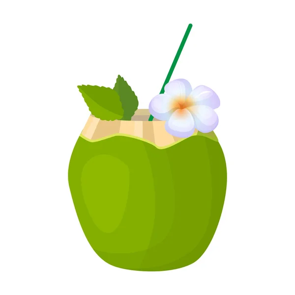 Cocktail d'icône vectorielle de noix de coco. Icône vectorielle de bande dessinée isolée sur fond blanc cocktail de noix de coco . — Image vectorielle