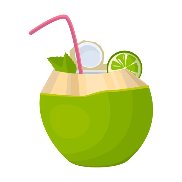 Cocktail d'icône vectorielle de noix de coco. Icône vectorielle de bande dessinée isolée sur fond blanc cocktail de noix de coco . — Image vectorielle