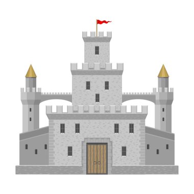 Castle vektör simgesi. Beyaz arkaplan kalesinde karikatür vektör simgesi izole edildi.