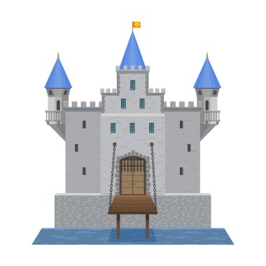 Castle vektör simgesi. Beyaz arkaplan kalesinde karikatür vektör simgesi izole edildi.