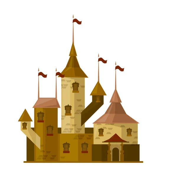 Icono del vector del castillo medieval. Icono del vector de la historieta aislado en el castillo medieval del fondo blanco . — Archivo Imágenes Vectoriales