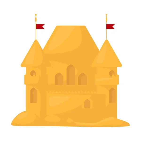 Песок замок вектор икона. Мультфильм вектор икона изолированы на белом фоне песчаный замок . — стоковый вектор
