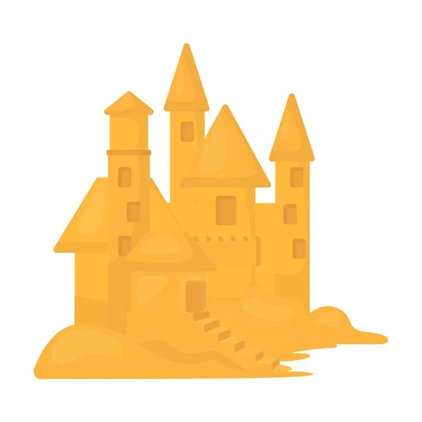 Песок замок вектор икона. Мультфильм вектор икона изолированы на белом фоне песчаный замок . — стоковый вектор