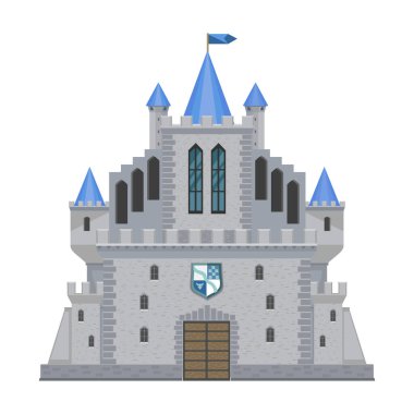 Castle vektör simgesi. Beyaz arkaplan kalesinde karikatür vektör simgesi izole edildi.