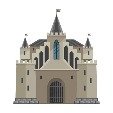 Castle vektör simgesi. Beyaz arkaplan kalesinde karikatür vektör simgesi izole edildi.