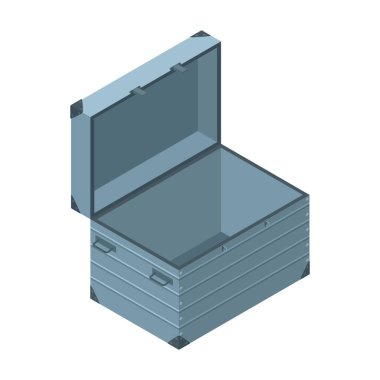 Göğüs vektör simgesini aç. Beyaz arkaplan açık göğüste izole edilmiş Isometric vektör simgesi.