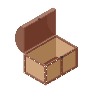 Göğüs vektör simgesini aç. Beyaz arkaplan açık göğüste izole edilmiş Isometric vektör simgesi.