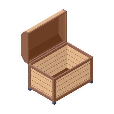 Göğüs vektör simgesini aç. Beyaz arkaplan açık göğüste izole edilmiş Isometric vektör simgesi.