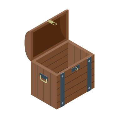 Göğüs vektör simgesini aç. Beyaz arkaplan açık göğüste izole edilmiş Isometric vektör simgesi.