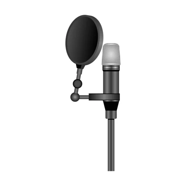 Mikrofonvektorsymbol. Realistisches Vektorsymbol isoliert auf weißem Hintergrund Mikrofon. — Stockvektor