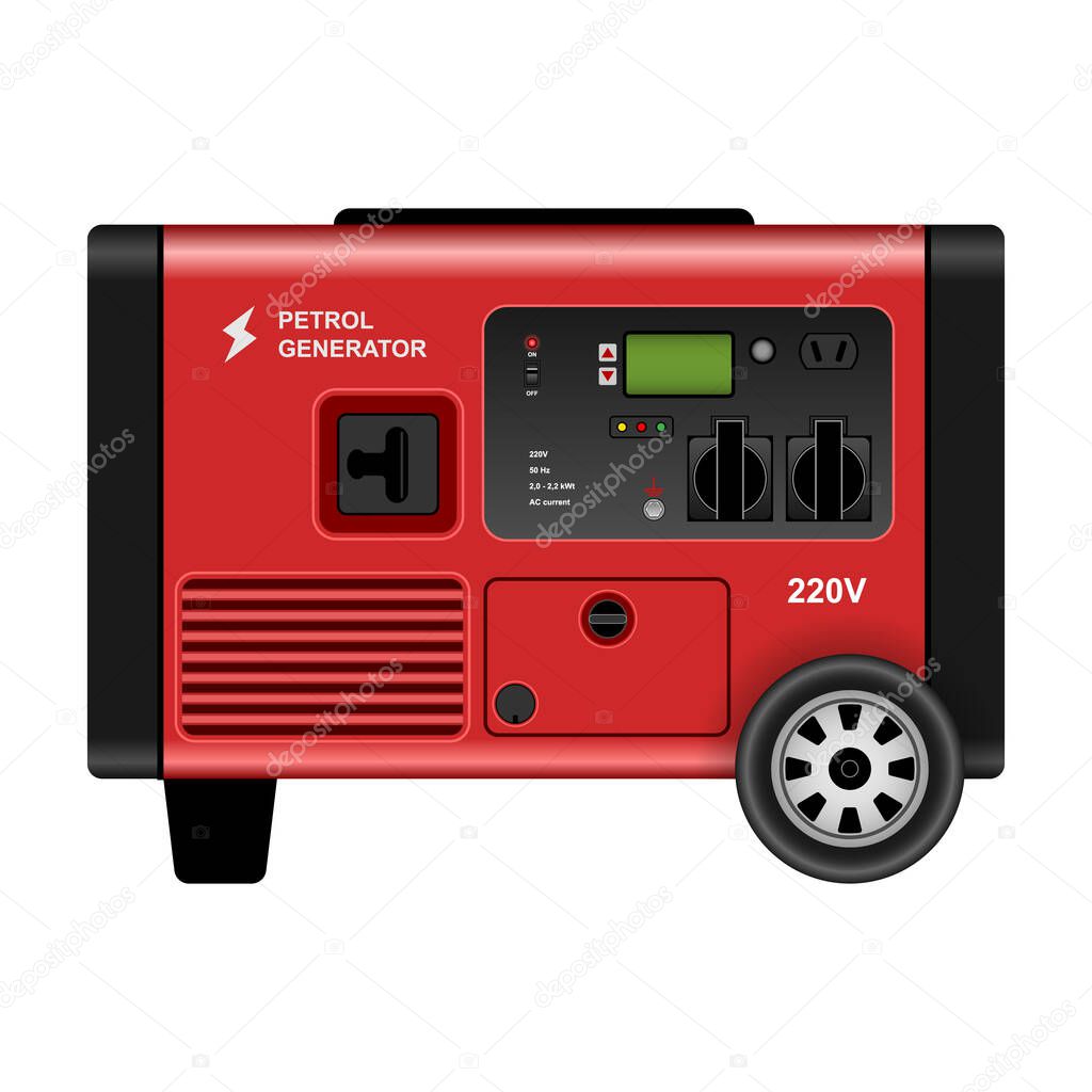 Generator vector icon.Realistic vector logo isolated on white background generator.