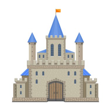 Castle vektör simgesi. Beyaz arkaplan kalesinde karikatür vektör simgesi izole edildi.