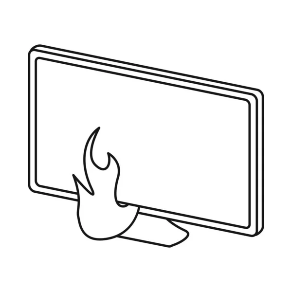 Vektor-Illustration von Flamme und Monitor-Zeichen. Sammlung von Flamme und Internet-Vektor-Symbol für Aktien. — Stockvektor