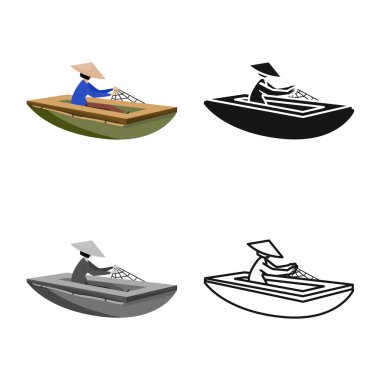 Tekne ve Vietnam işaretinin vektör çizimi. Tekne ve su stoku vektör çizimi.