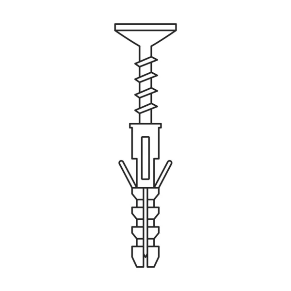 Icono de vector de tornillo de metal. Icono de vector de contorno aislado en tornillo de metal blanco . — Archivo Imágenes Vectoriales