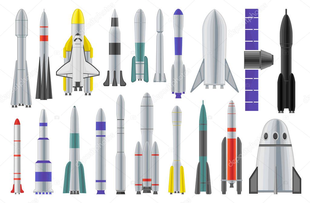 Space rocket vector cartoon set icon. Spaceship isolated cartoon set icon. Vector illustration space rocket on white background.